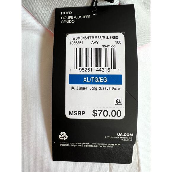 Under Armour Women's Zinger Long Sleeve Polo White/Halo Gray Size XL NWT - Picture 3 of 16